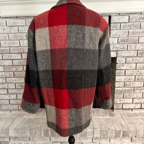 Vintage Express French Country Womens Wool Blend Plaid Blazer Jacket Red Gray XS - Picture 2 of 12